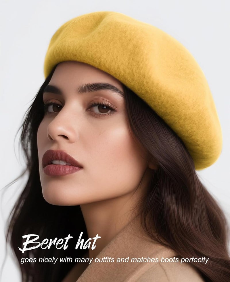 Sumolux Women Beret Hat Wool Vintage French Solid Color Classic Winter Cap - Image 5